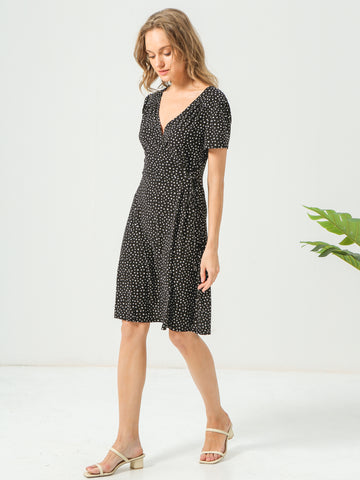 Polka Dot Wrap Mini Dress